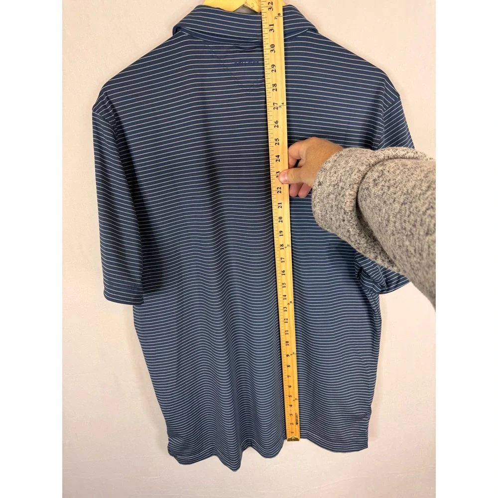 Adidas adiPure Mens Navy Blue White Striped Golf Polo Shirt DT4333 Size M‎